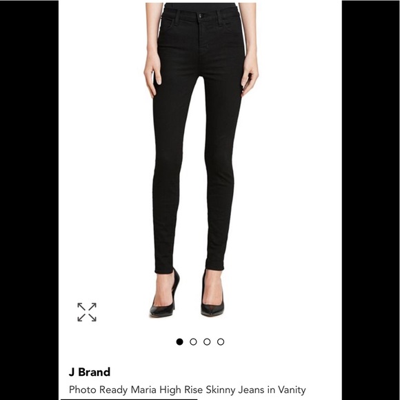 J Brand Maria High-Rise Skinny Jeans, 25, Black - Picture 1 of 5